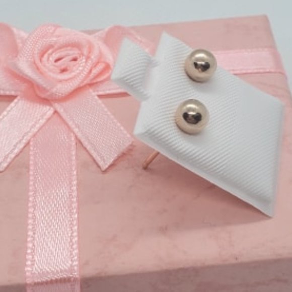 Silver 925 Rose Gold Plated Bead Stud Earrings - Picture 3 of 7